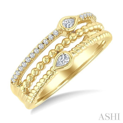 Bead Bijoux Pear Shape Three Row Diamond Band