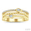 Bead Bijoux Pear Shape Three Row Diamond Band