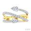 Pear Shape 2 Stone East-West Diamond Fashion Open Ring