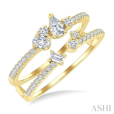 Mixed Shape Diamond Fashion Open Ring