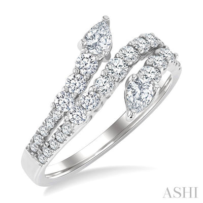 Pear Shape 2 Stone Diamond Fashion Open Band