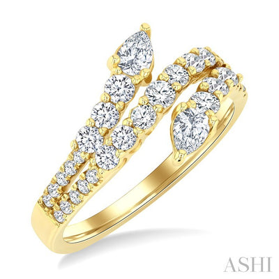 Pear Shape 2 Stone Diamond Fashion Open Band