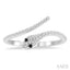 Snake Petite Black Diamond Fashion Open Ring