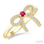 Bow Gemstone & Petite Diamond Fashion Ring