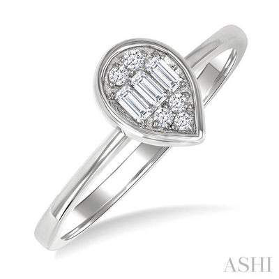 Pear Shape Bezel Set Petite Fusion Diamond Fashion Ring