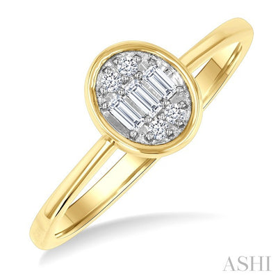 Oval Shape Bezel Set Petite Fusion Diamond Fashion Ring
