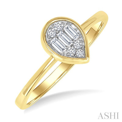 Pear Shape Bezel Set Petite Fusion Diamond Fashion Ring