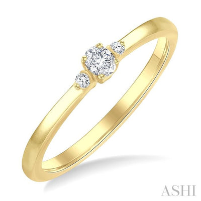 Oval Shape 3 Stone Petite Diamond Ring