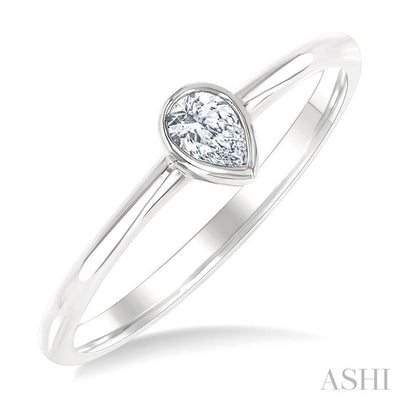 Pear Shape Bezel Set Petite Diamond Fashion Ring