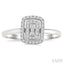 Emerald Shape Petite Halo Diamond Fashion Ring