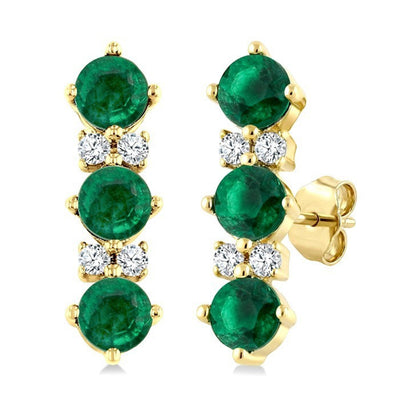 Petite Emerald & Diamond Stud Earrings