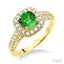 Cushion Shape Gemstone & Halo Diamond Ring