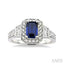 Emerald Shape Gemstone & Halo Diamond Ring