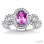 Oval Shape Gemstone & Halo Diamond Ring