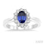 Oval Shape Gemstone & Halo Diamond Ring