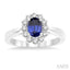Oval Shape Gemstone & Halo Diamond Ring