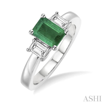 Emerald Shape Gemstone & Diamond Ring