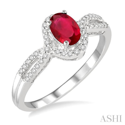 Oval Shape Gemstone & Diamond Ring