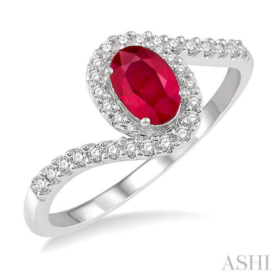 Oval Shape Gemstone & Halo Diamond Ring