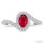 Oval Shape Gemstone & Halo Diamond Ring