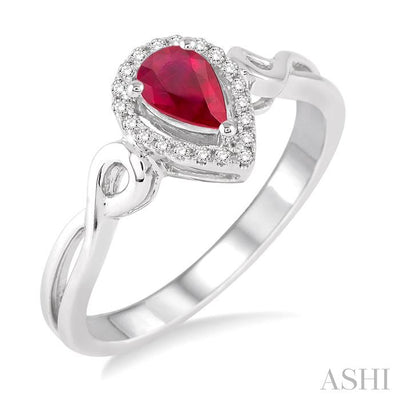 Pear Shape Gemstone & Halo Diamond Ring