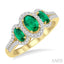 Oval Shape Past Present & Future Gemstone & Halo Diamond Ring