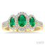 Oval Shape Past Present & Future Gemstone & Halo Diamond Ring