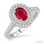 Oval Shape Gemstone & Halo Diamond Ring