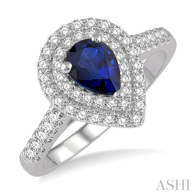 Pear Shape Gemstone & Halo Diamond Ring
