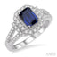 Emerald Shape Gemstone & Halo Diamond Ring