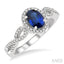 Oval Shape Gemstone & Halo Diamond Ring