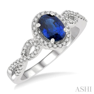 Oval Shape Gemstone & Halo Diamond Ring
