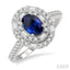 Oval Shape Gemstone & Baguette Halo Diamond Ring