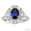 Oval Shape Gemstone & Baguette Halo Diamond Ring