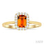 Emerald Shape Gemstone & Halo Diamond Ring