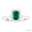 Emerald Shape Gemstone & Halo Diamond Ring