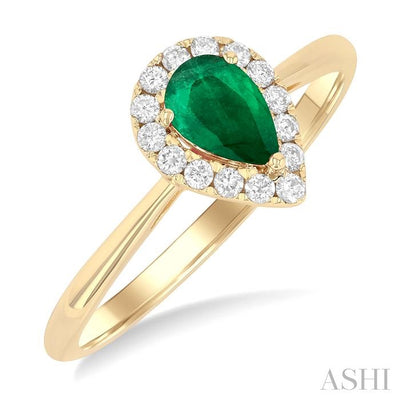 Pear Shape Gemstone & Halo Diamond Ring