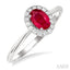 Oval Shape Gemstone & Halo Diamond Ring