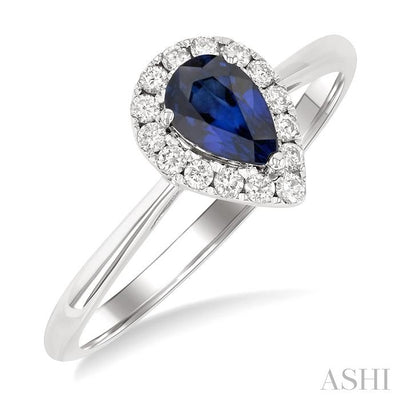 Pear Shape Gemstone & Halo Diamond Ring