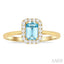 Emerald Shape Gemstone & Halo Diamond Ring