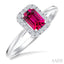 Emerald Shape Gemstone & Halo Diamond Ring