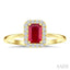 Emerald Shape Gemstone & Halo Diamond Ring