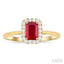 Emerald Shape Gemstone & Halo Diamond Ring