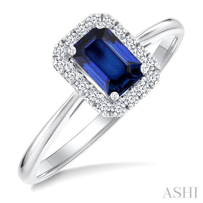 Emerald Shape Gemstone & Halo Diamond Ring