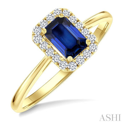 Emerald Shape Gemstone & Halo Diamond Ring