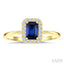 Emerald Shape Gemstone & Halo Diamond Ring