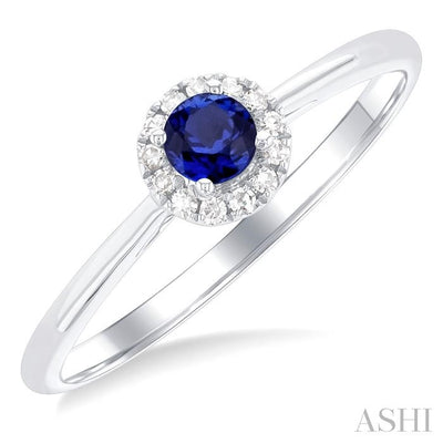 Round Shape Gemstone & Halo Diamond Ring