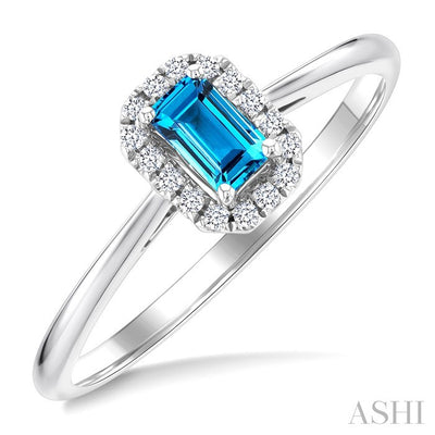 Emerald Shape Gemstone & Halo Diamond Ring