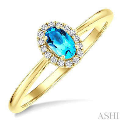 Oval Shape Gemstone & Halo Diamond Ring
