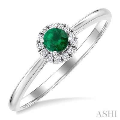 Round Shape Gemstone & Halo Diamond Ring
